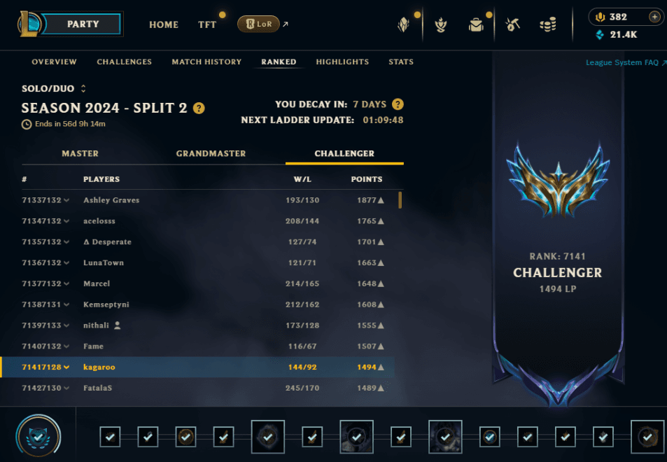 Rank 9 Challenger 1494LP EUNE (Trundle Top ONLY)